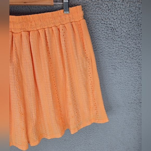 BCBGeneration Womens Beach Days Shorts Sz L Bright Orange Elastic Tie Waist - Picture 7 of 9